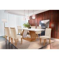Sala de Jantar Completa Alvorada c/ Tampo Madeirado Canto Reto 180x90cm e 6 Cadeiras Londrina Imbuia/Off White - Suede Creme - Rufato - 1