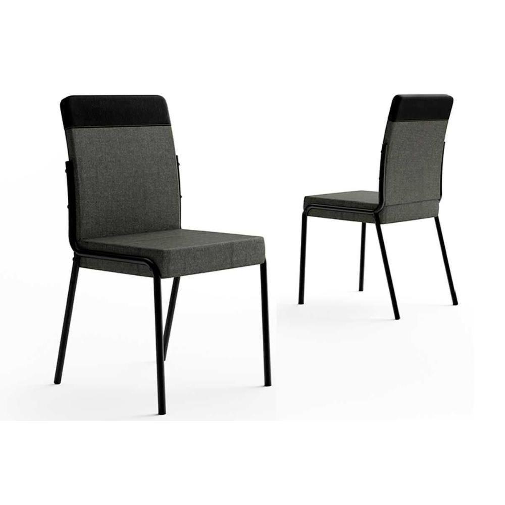 Sala de Jantar Completa Átria 1593 Aço c/ Tampo Madeirado 90x90cm e 4 Cadeiras Duo Preto/Nogal - Preto/Grafite - Preto - Carraro - 9