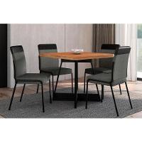 Sala de Jantar Completa Átria 1593 Aço c/ Tampo Madeirado 90x90cm e 4 Cadeiras Duo Preto/Nogal - Preto/Grafite - Preto - Carraro - 1