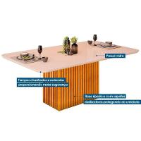 Sala de Jantar Completa Canes Tampo Madeirado c/ Vidro Curvo 200x100cm e 8 Cadeiras Stela Cedro/Off White - Ipe/Suede Lunar - DJ Móveis - 3