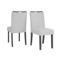 Sala de Jantar Completa Itália Tampo Madeirado c/ Vidro Curvo 136x136cm e 8 Cadeiras Julia Freijo/Off White - Suede Kraft - DJ Móveis - 5