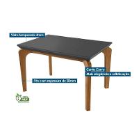 Sala De Jantar Completa Londrina Tampo Madeirado C- Vidro Curvo 120x80cm E 4 Cadeiras Londrina Imbuia - Linho Turim - Rufato