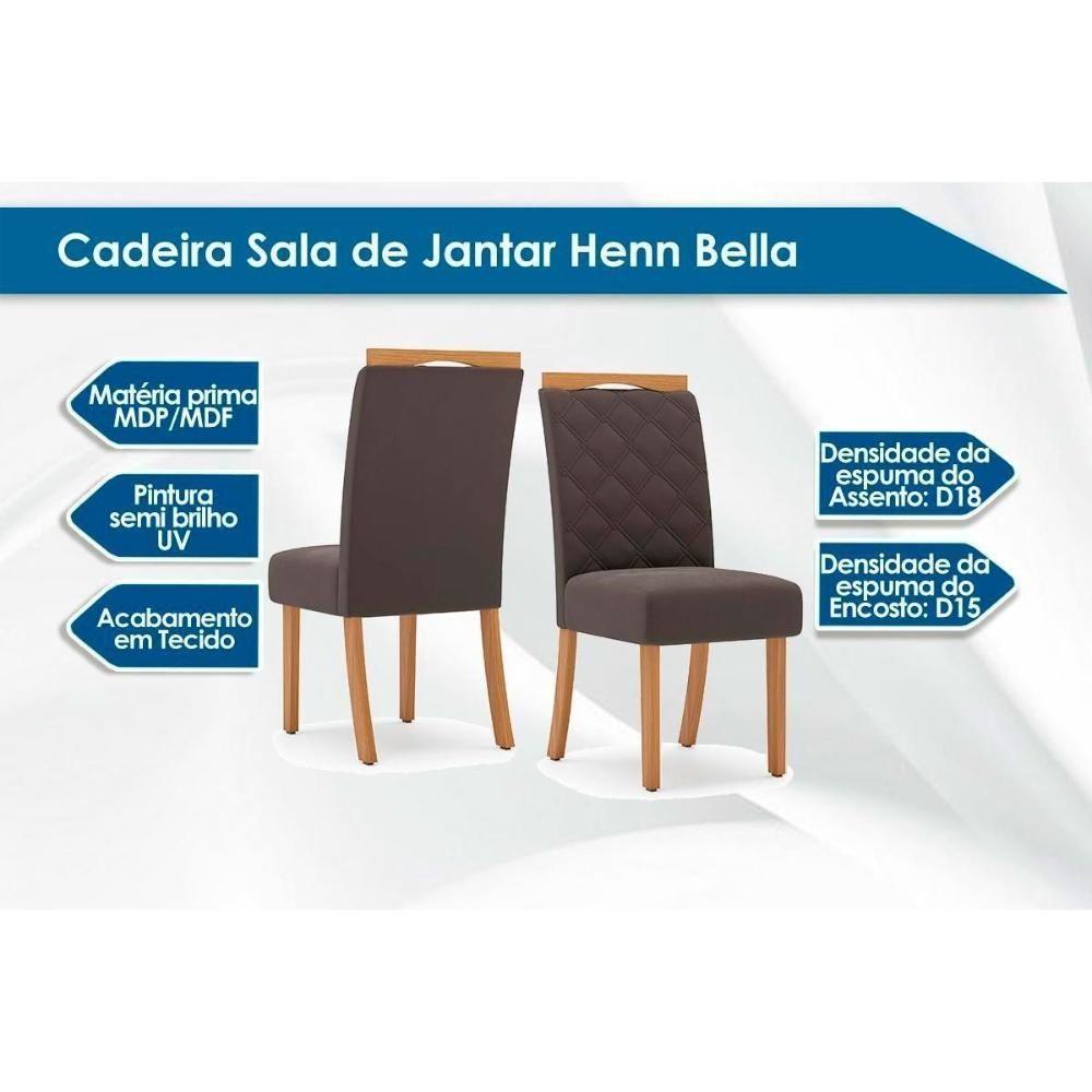 Sala de Jantar Completa Orus c/ Tampo Madeirado 120x80cm e 4 Cadeiras Bella Nature/Off White - Suede Marrom - Henn - 2