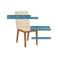 Sala de Jantar Completa Dulce Tampo Madeirado c/ Vidro Reto 120x90cm e 4 Cadeiras Zoe Cedro/Off White - Ipe/Suede Creme - DJ Móveis - 3