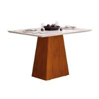 Sala de Jantar Completa Dulce Tampo Madeirado c/ Vidro Reto 120x90cm e 4 Cadeiras Zoe Cedro/Off White - Ipe/Suede Creme - DJ Móveis - 8