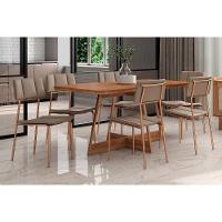 Sala de Jantar Completa Átria 1592 Aço c/ Tampo Madeirado 160x90cm e 6 Cadeiras Lou Rose/Freijo/Nogal - Rose/Areia - Carraro - 1