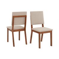 Sala de Jantar Completa Hera Tampo Madeirado c/ Vidro Reto 120x90cm e 4 Cadeiras Talia Freijo/Off White - Suede Creme - DJ Móveis - 7