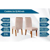 Sala de Jantar Completa Celeste Tampo Madeirado c/ Vidro Redondo 103x103cm e 4 Cadeiras Lia Freijo/Off White - Suede Kraft - DJ Móveis - 2