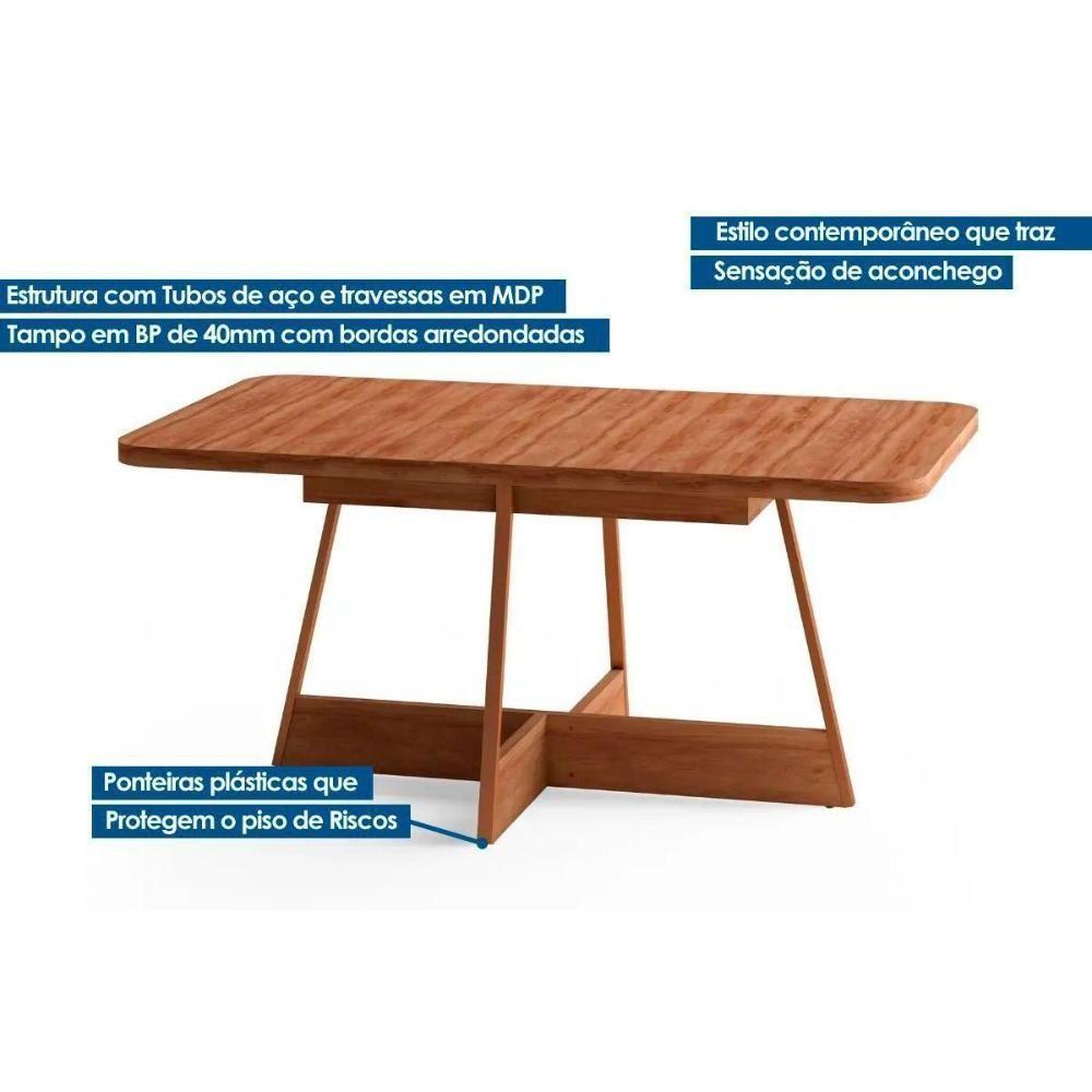 Sala de Jantar Completa Átria 1592 Aço c/ Tampo Madeirado 160x90cm e 6 Cadeiras Neo Rose/Freijo/Nogal - Rose/Areia - Caramelo - Carraro - 8