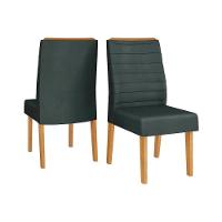 Sala de Jantar Completa Itália Tampo Madeirado c/ Vidro Curvo 170x90cm e 6 Cadeiras Ondina Cedro/Off White - Suede Lunar - DJ Móveis - 10