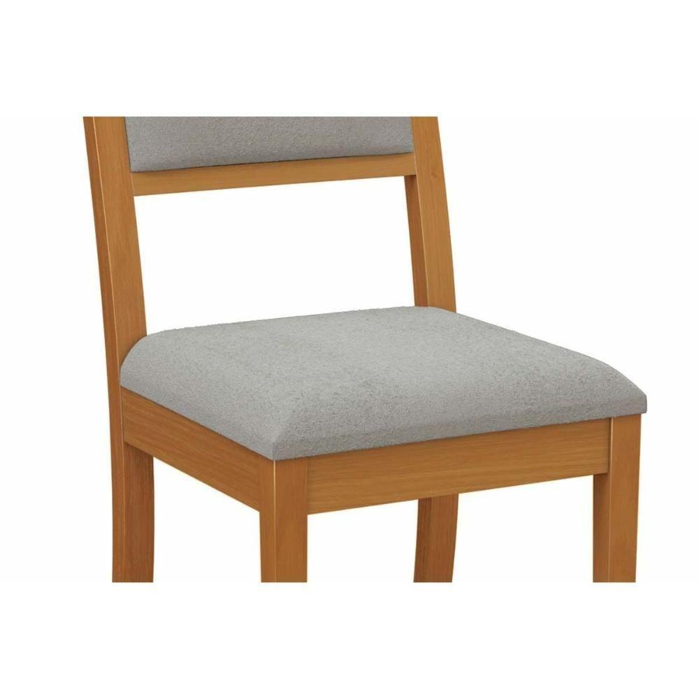 Sala de Jantar Completa Duna Tampo Madeirado c/ Vidro 105x105cm e 4 Cadeiras Alice Carvalho/Off White/Vidro Off White - Linho Cin - Kappesberg - 4