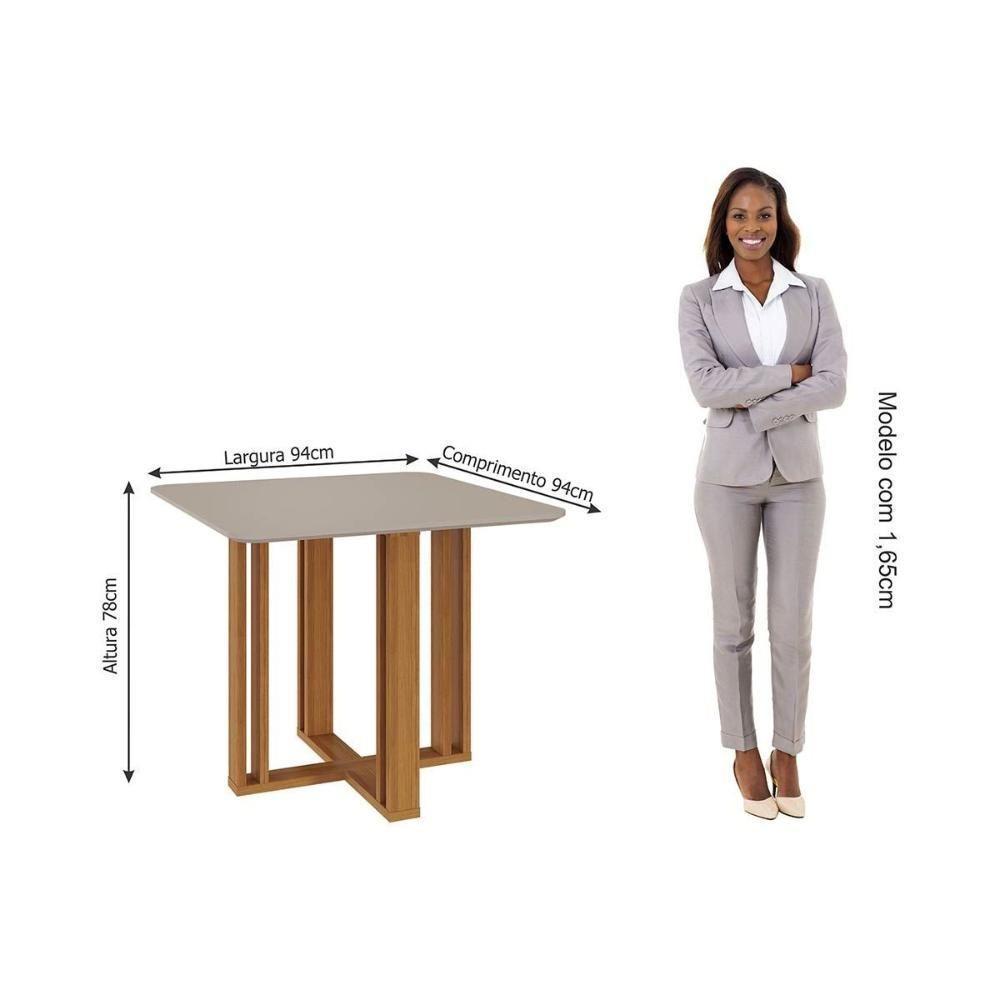 Sala de Jantar Completa Flora Tampo Madeirado c/ Vidro 95X95cm e 4 Cadeiras Nicole Savana/Nature-Suede Pluma-Joli Capuccino - Cimol - 7