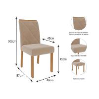 Sala de Jantar Completa Adele Madeira Maciça Tampo Madeirado c/ Vidro 130x80cm e 4 Cadeiras Fernanda Madeira/Off White - Linho Grafite - Cimol - 6