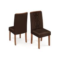 Sala de Jantar Completa Dulce Tampo Madeirado c/ Vidro Reto 120x90cm e 4 Cadeiras Zoe Cedro/Off White - Suede Moca - DJ Móveis - 5