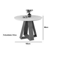 Sala de Jantar Completa Celeste Tampo Madeirado c/ Vidro Redondo 103x103cm e 4 Cadeiras Talia Freijo/Off White - Suede Creme - DJ Móveis - 2