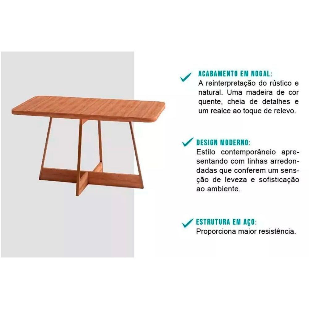 Sala de Jantar Completa Átria 1592 Aço c/ Tampo Madeirado 160x90cm e 6 Cadeiras Neo Preto/Nogal - Preto/Grafite - Preto - Carraro - 3