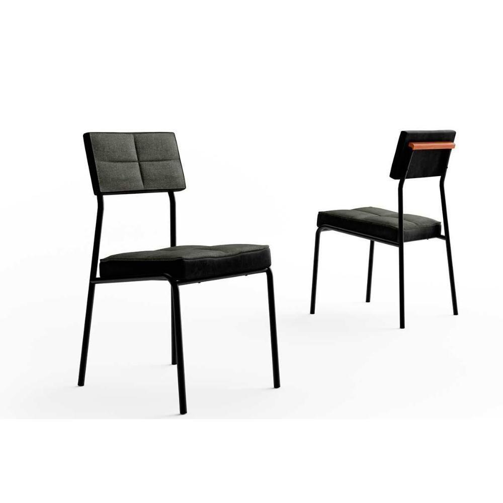 Sala de Jantar Completa Átria 1592 Aço c/ Tampo Madeirado 160x90cm e 6 Cadeiras Neo Preto/Nogal - Preto/Grafite - Preto - Carraro - 8