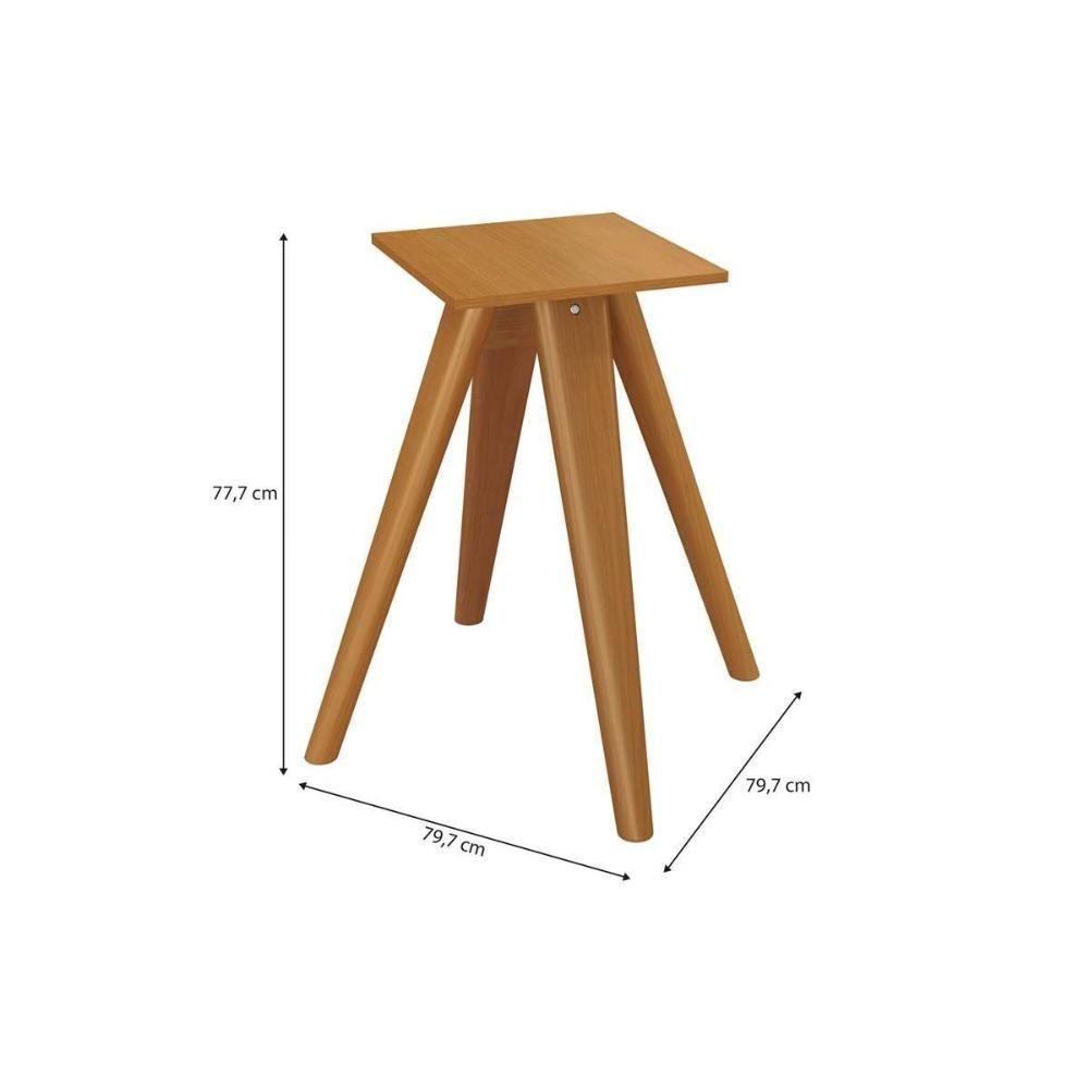 Mesa de Sala Jantar Duna Madeira Maciça c/ Tampo Madeirado c/ Vidro 105x105cm Carvalho/Off White/Vidro Off White - Kappesberg - 4