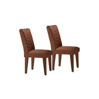 Sala de Jantar Completa Imperatriz Tampo Madeirado c/ Vidro Canto Curvo 180x90 e 6 Cadeiras Londrina Imbuia/Off White - Suede Capuccino - Rufato - 8