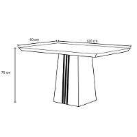 Sala de Jantar Completa Italia Tampo Madeirado c/ Vidro 120x90cm e 4 Cadeiras Julia Cedro/Off White - Suede Kraft - DJ Móveis - 7