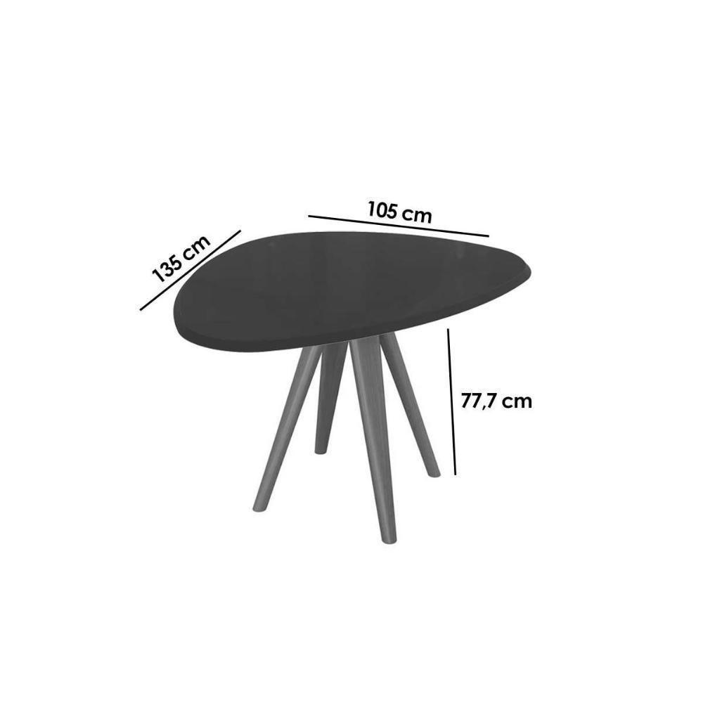 Sala de Jantar Completa Duna Tampo Madeirado c/ Vidro 135x105cm e 4 Cadeiras Lara Carvalho/Preto fosco/Vidro preto - Linho Cinza - Kappesberg - 2