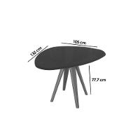 Sala de Jantar Completa Duna Tampo Madeirado c/ Vidro 135x105cm e 4 Cadeiras Lara Carvalho/Preto fosco/Vidro preto - Linho Cinza - Kappesberg - 2