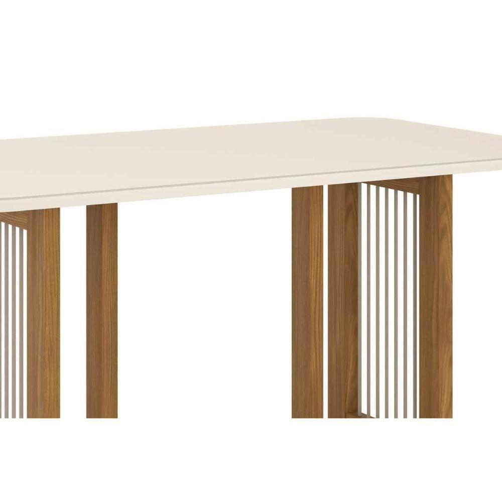 Sala de Jantar Completa Yara c/ Tampo Madeirado c/ Vidro Reto 160x90cm e 6 Cadeiras Malu Nature/Suede Light Marrom Amendoa - Henn - 2