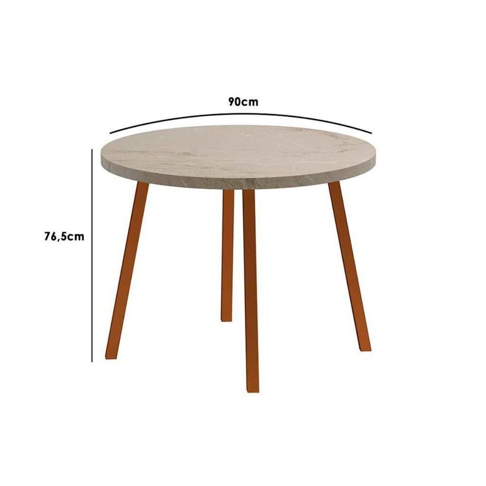 Sala de Jantar Completa Stellar 1599 Aço c/ Tampo Madeirado 100cm e 4 Cadeiras Hug Rose/Petra - Rose/Areia -  Caramelo - Carraro - 2