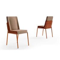 Sala de Jantar Completa Stellar 1599 Aço c/ Tampo Madeirado 100cm e 4 Cadeiras Hug Rose/Petra - Rose/Areia -  Caramelo - Carraro - 6