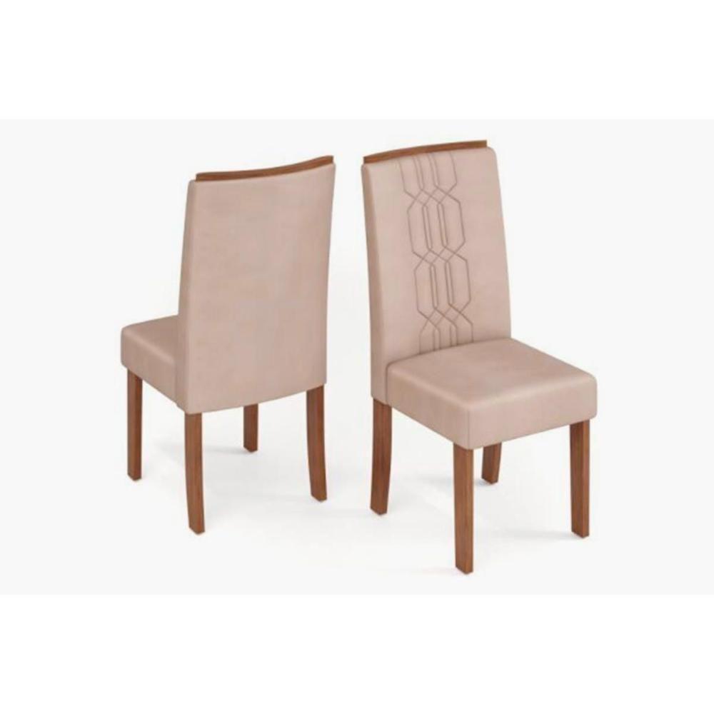 Sala de Jantar Completa Rubi Tampo Madeirado c/ Vidro Curvo 170x90cm e 6 Cadeiras Zoe Cedro/Off White/Off White - Suede Creme - DJ Móveis - 8