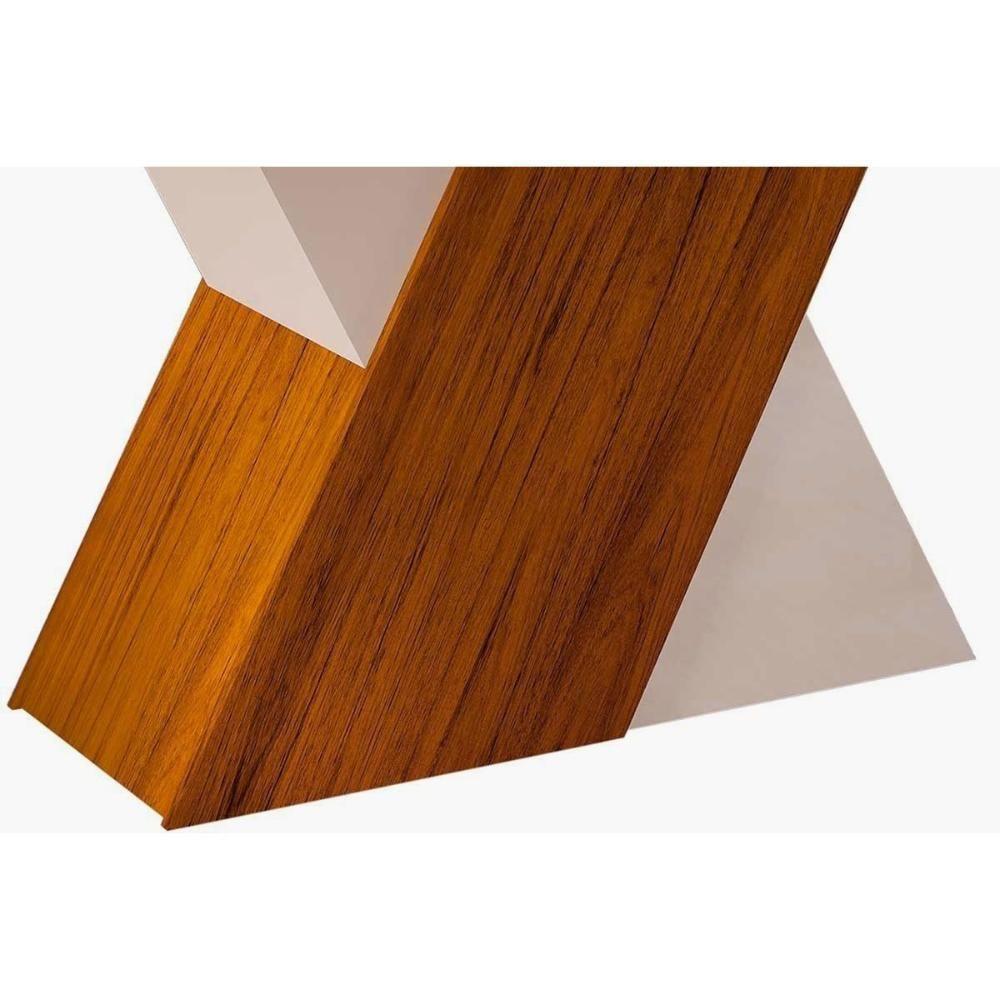 Sala de Jantar Completa Rubi Tampo Madeirado c/ Vidro Curvo 170x90cm e 6 Cadeiras Zoe Cedro/Off White/Off White - Suede Creme - DJ Móveis - 10