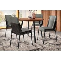 Sala de Jantar Completa Stellar 1599 Aço c/ Tampo Madeirado 100cm e 4 Cadeiras Hug Preto/Nogal - Preto/Grafite - Preto - Carraro - 1