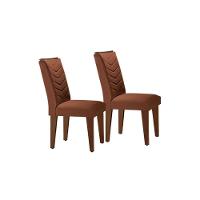 Sala de Jantar Completa Alvorada Tampo Madeirado c/ Vidro Canto Reto 180x90cm e 6 Cadeiras Londrina Imbuia/Off White - Suede Capuccino - Rufato - 6