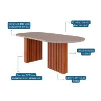 Sala de Jantar Completa Ester Tampo Madeirado Oval c/ Vidro 210x100cm e 6 Cadeiras Fernanda Cinamomo/Off White - Nature-Madeirado/Linho Be - Cimol - 2