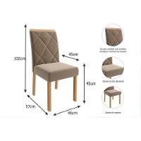 Sala de Jantar Completa Ester Tampo Madeirado Oval c/ Vidro 210x100cm e 6 Cadeiras Fernanda Cinamomo/Off White - Nature-Madeirado/Linho Be - Cimol - 5