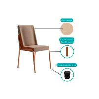 Sala de Jantar Completa Ariel Menor 1602 Tampo Madeirado c/ Vidro 120x80cm e 4 Cadeiras Hug Rose/Off White - Rose/Areia - Caramelo - Carraro