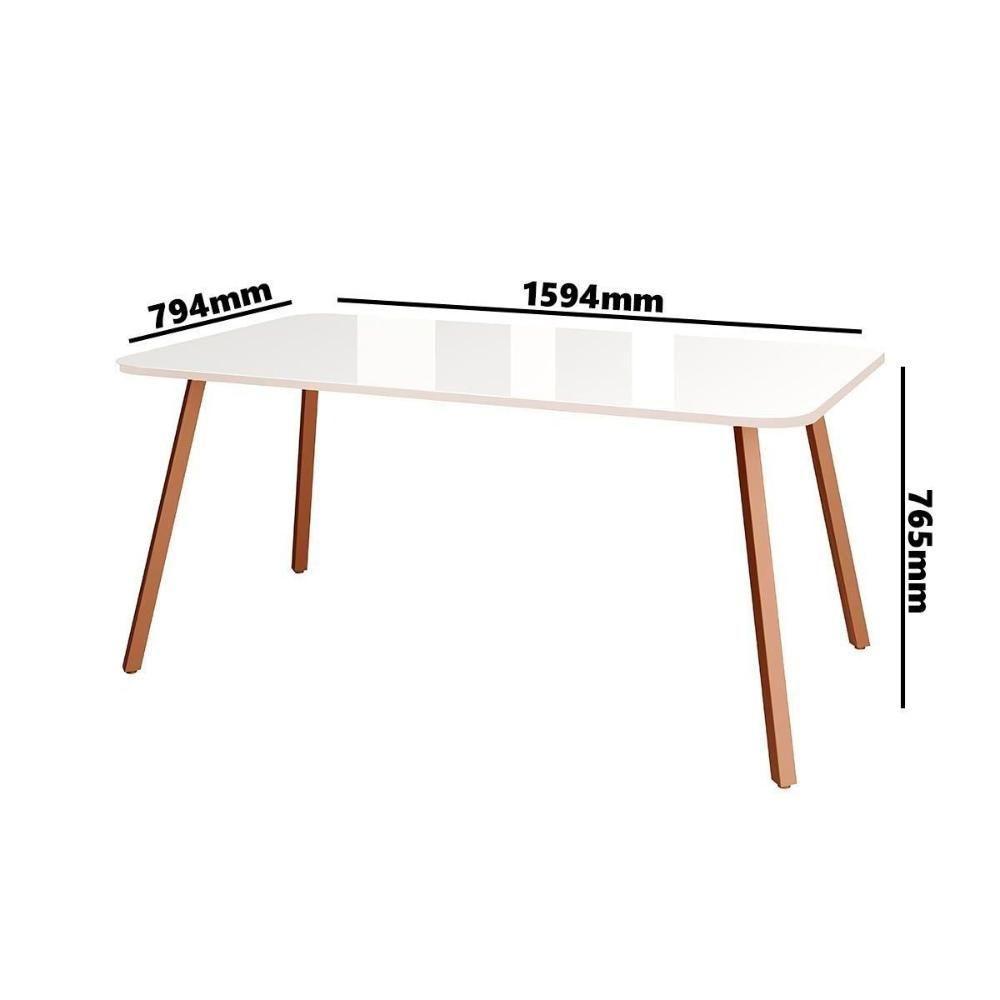 Sala de Jantar Completa Ariel Maior 1601 Tampo Madeirado c/ Vidro 160x80cm e 6 Cadeiras Wood Rose/Gelo/Off White - Rose/Freijo Tela/Linho - Carraro - 2