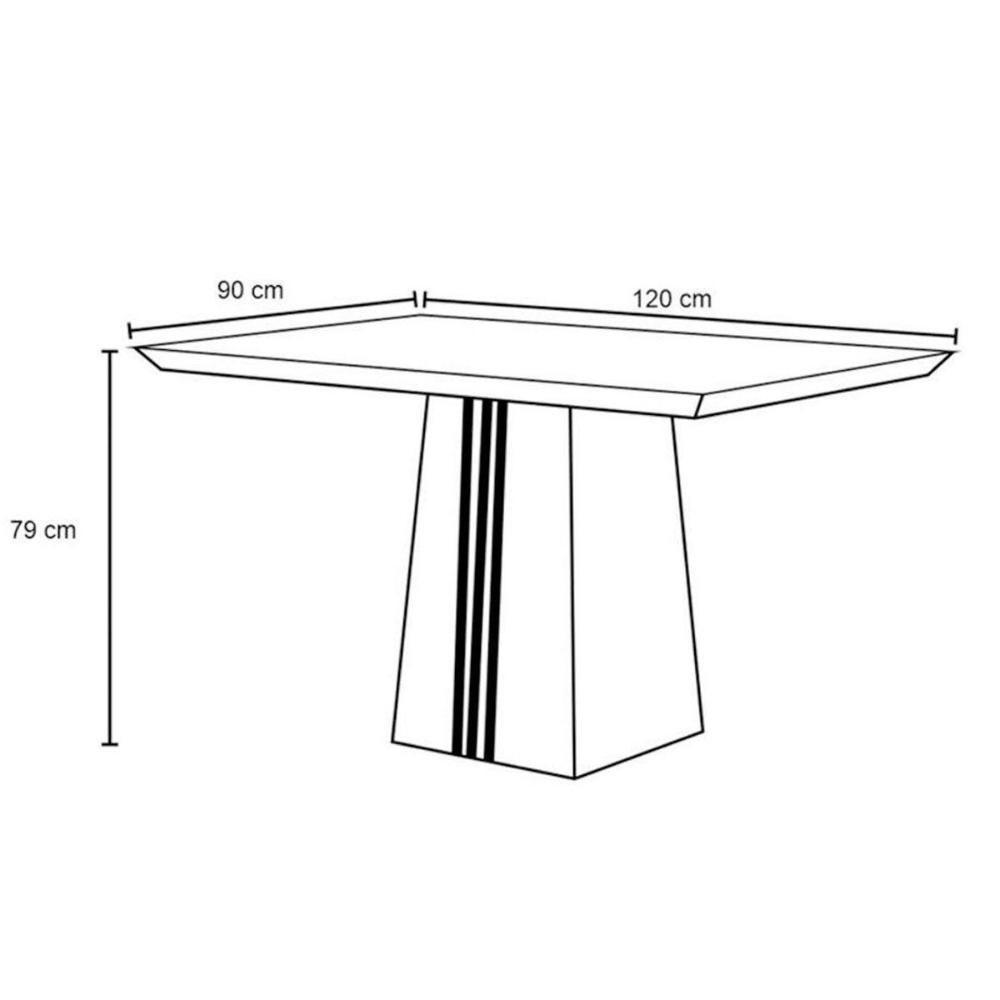 Sala de Jantar Completa Italia Tampo Madeirado c/ Vidro 120x90cm e 4 Cadeiras Julia Cedro/Off White - Linho Neve - DJ Móveis - 3