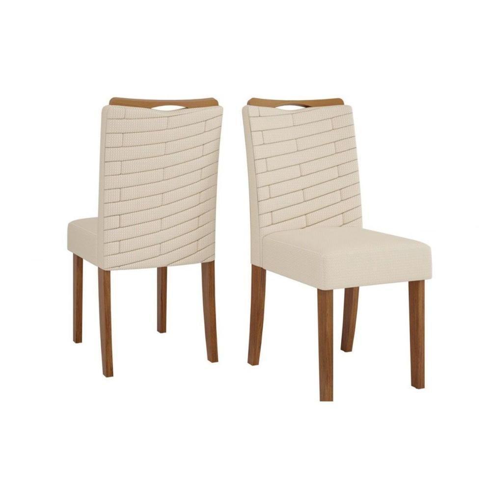 Sala de Jantar Completa Italia Tampo Madeirado c/ Vidro 120x90cm e 4 Cadeiras Julia Cedro/Off White - Linho Neve - DJ Móveis - 5