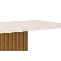 Sala de Jantar Completa Solana c/ Tampo Madeirado c/ Vidro Curvo 160x90cm e 6 Cadeiras Nina Nature/Veludo Light Linho - Henn - 10