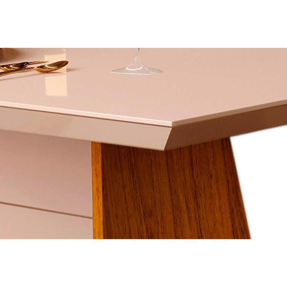 Sala de Jantar Completa Fler Tampo Madeirado c/ Vidro 90x90cm e 4 Cadeiras Jade Freijo/Off White - Suede Kraft - DJ Móveis - 7