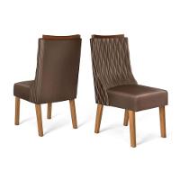 Sala de Jantar Completa Fler Tampo Madeirado c/ Vidro 90x90cm e 4 Cadeiras Jade Freijo/Off White - Suede Kraft - DJ Móveis