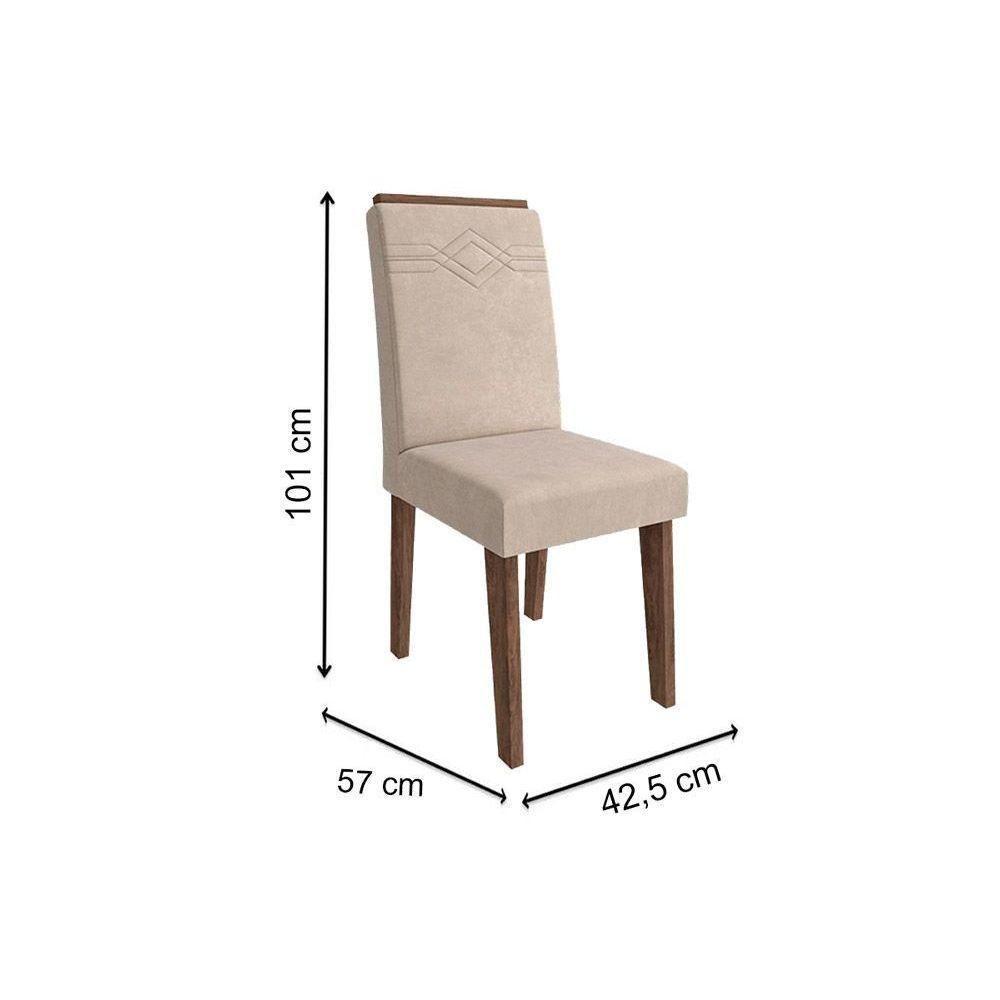 Sala de Jantar Completa Patricia c/ Tampo Madeirado c/ Vidro Canto Reto 130x80cm e 4 Cadeiras Tais Savana/Nature/Suede Capuccino - Cimol - 7