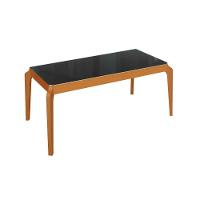 Mesa de Sala Jantar Petra Madeira Maciça + Tampo Madeirado c/ Vidro 160x90cm Carvalho/Preto fosco/Vidro preto - Kappesberg - 1