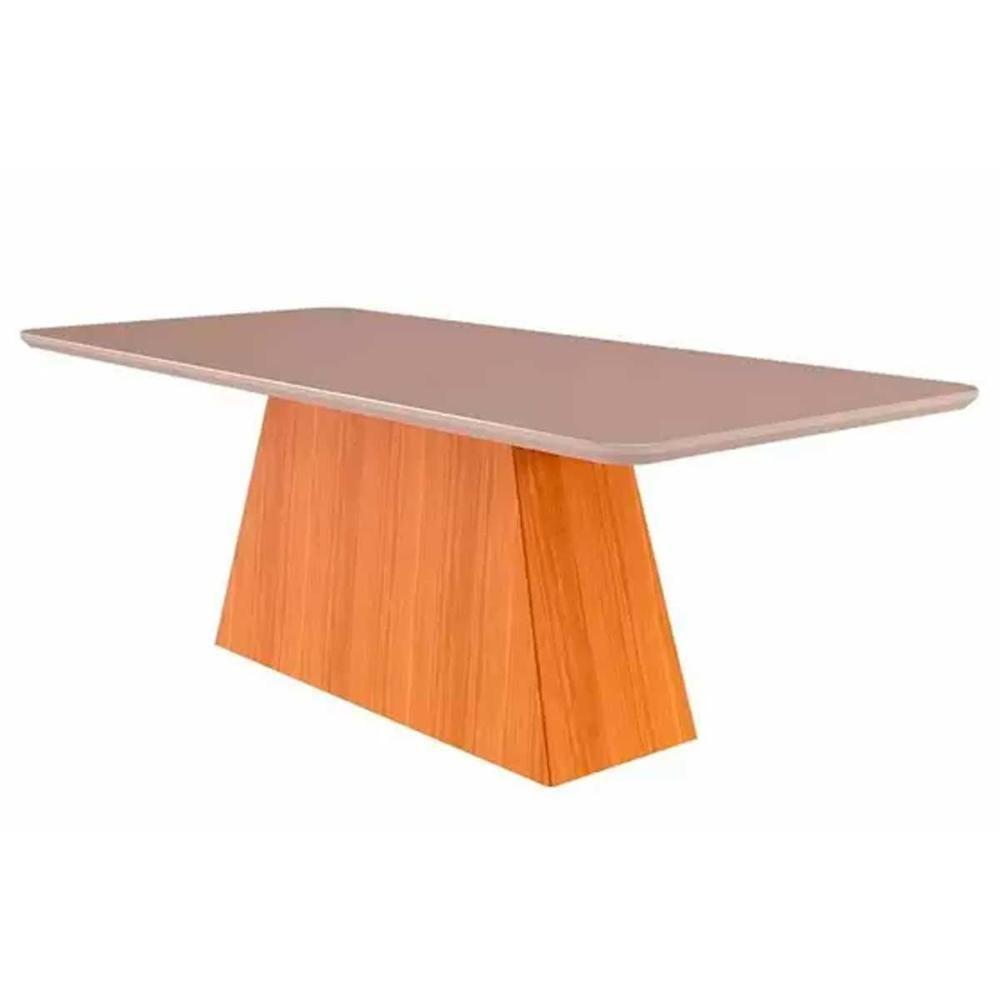 Sala de Jantar Completa Helena c/ Tampo Madeirado c/ Vidro 210x100cm e 6 Cadeiras Paola Nature-Madeirado/Suede Nude - Cimol - 7