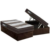 Cama Box Baú Solteiro: Colchão Anatômico Ortobom Ortopédico Light + Base CRC Suede Brown(88x188) - 1