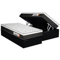 Cama Box Baú Solteiro: Colchão Anatômico Plumatex Falcon Ultra Firme + Base CRC Suede Black(88x188) - 1