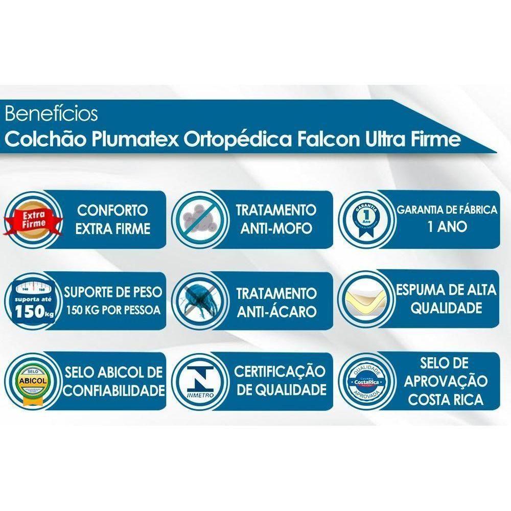 Cama Box Baú Solteiro: Colchão Anatômico Plumatex Falcon Ultra Firme + Base CRC Suede Clean(88x188) - 3