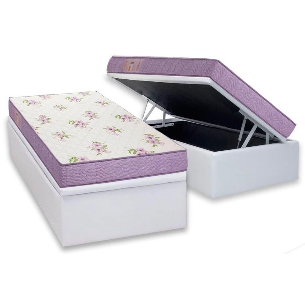 Cama Box Baú Solteiro: Colchão Molas Ensacadas Ortobom D23 Physical Super Resistente + Base CRC Courano White(88x188) - 1
