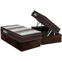 Cama Box Baú Solteiro: Colchão Ortopédico Ortobom Wood Light + Base CRC Suede Brown(88x188) - 1